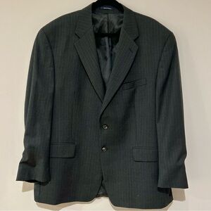 Lauren Ralph Lauren Charcoal Blue Pinstripe Wool Cashmere Blazer 48R